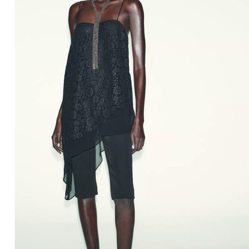 Zara Black Floral Lace Top